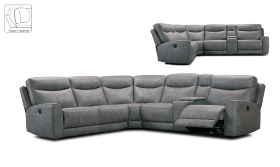 All Leather Power Recline with Power Headrest Sectional