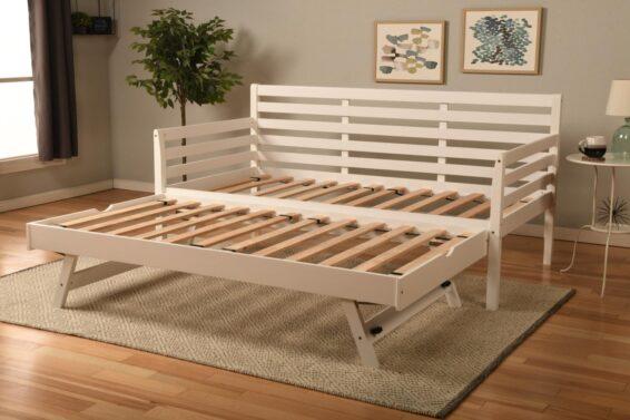 Slated White Daybed with Jump Up