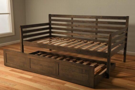 Slated Walnut Daybed with Trundle